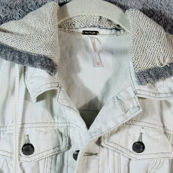 Free People White Denim Fall Knit Jacket XS - Picture 5 of 10